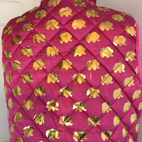 NWT Simply Southern Pink & Gold Elephant Puff Vest - Picture 8 of 9